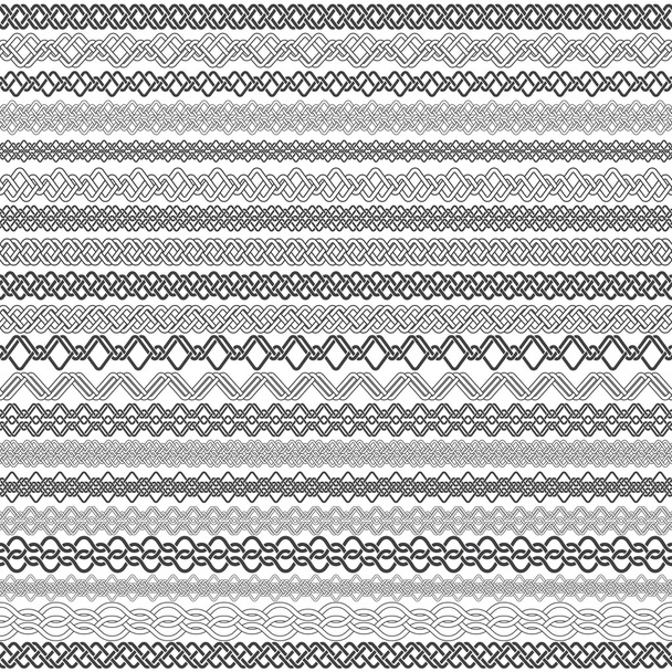Twenty border elements for frames in knotting style - Vector, Image