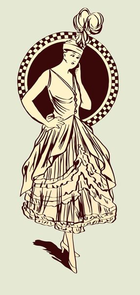 Náčrt módní ženu ve stylu retro vektorové ilustrace - Vektor, obrázek
