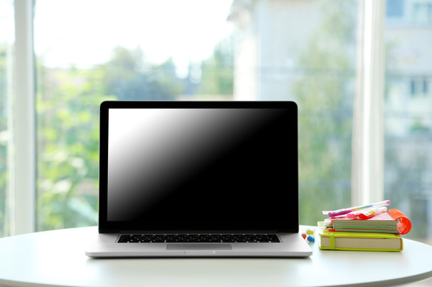 Desktop with notebook background - Foto, Imagen