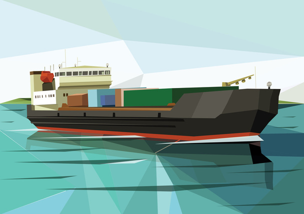 Грузовое судно с контейнерами
 - Вектор,изображение