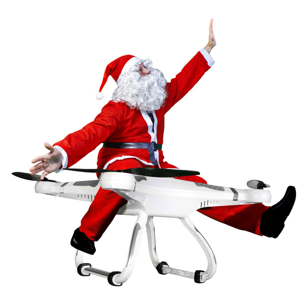 santa claus flying on drone - Photo, Image