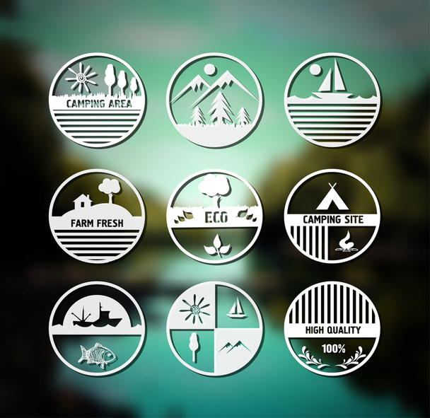 Camping and nature labels set. - ベクター画像