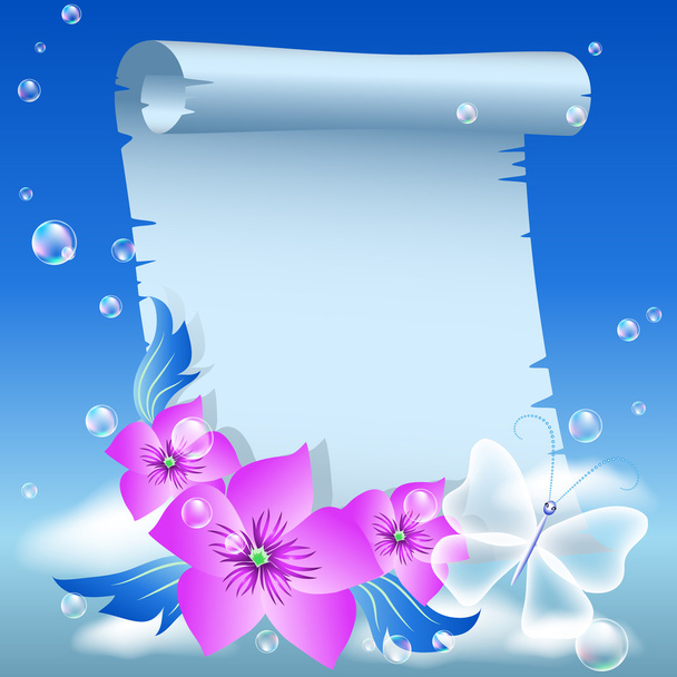 Parchment and flowers - Vector, Image