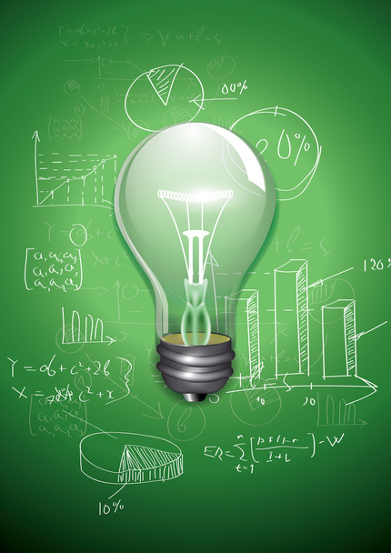 Light bulb and business charts. - Vector, Image