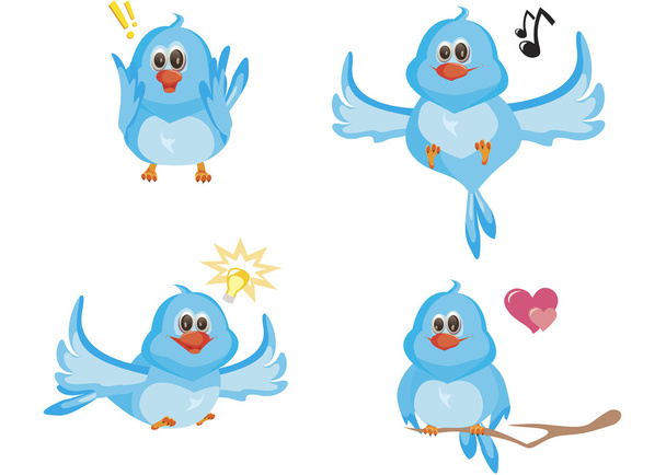 Четыре голубые птицы
 - Вектор,изображение