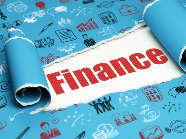 Finance concept: red text Finance under the piece of  torn paper - Foto, Imagen