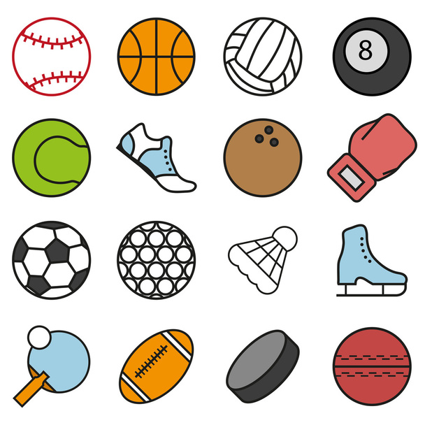 スポーツ ゲーム用付属品のセット - ベクター画像