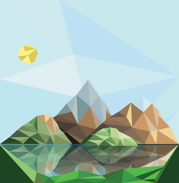 多角形の抽象的な山の風景 - ベクター画像