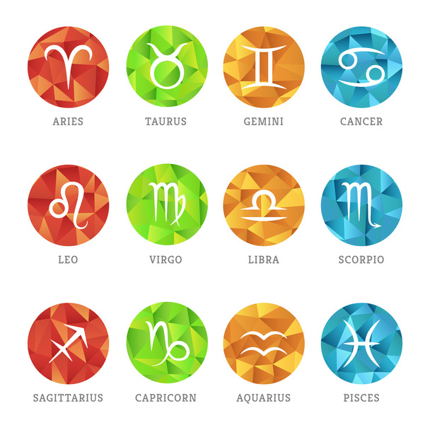 Zodiac symbols with triangle fill - Вектор, зображення
