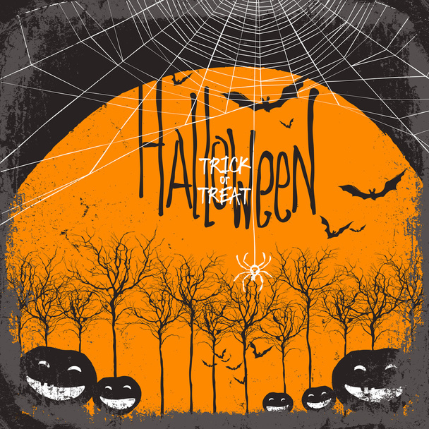 Halloween achtergrond met droge bomen - Vector, afbeelding