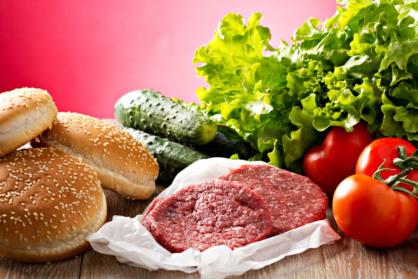 various Ingredients for hamburgers - Foto, immagini