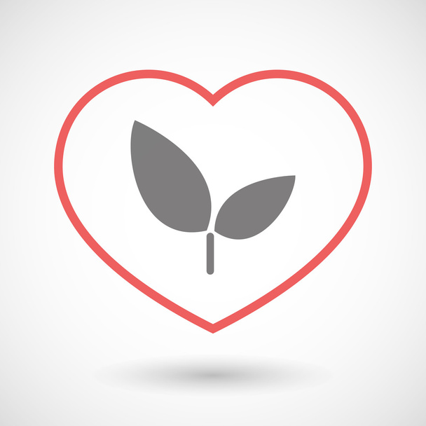 Лінія значка серця з рослиною
 - Вектор, зображення