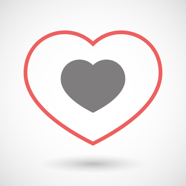 Line heart icon with a heart - Vektor, Bild