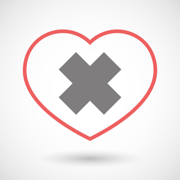 Icono de corazón de línea con un signo de sustancia irritante
 - Vector, Imagen