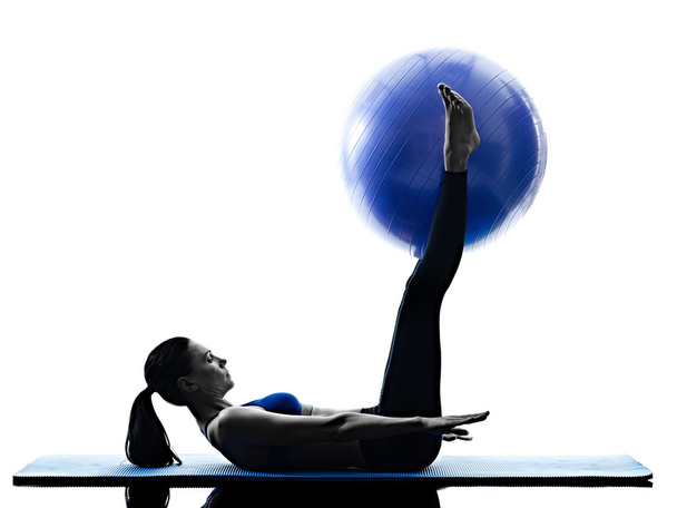 woman pilates ball exercises fitness isolated - Zdjęcie, obraz