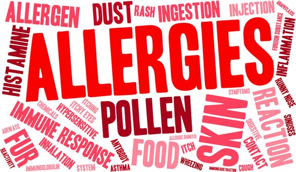 Allergien Wortwolke - Vektor, Bild