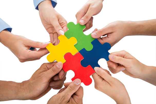 People Hands Connecting Jigsaw Pieces - Photo, image