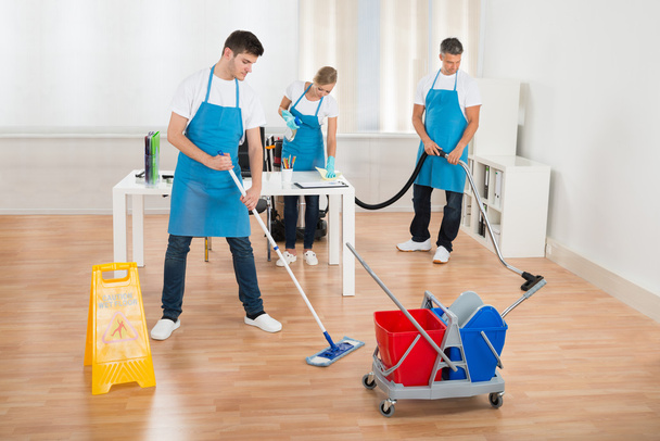 Cleaners Team Cleaning Floor - Foto, Imagen