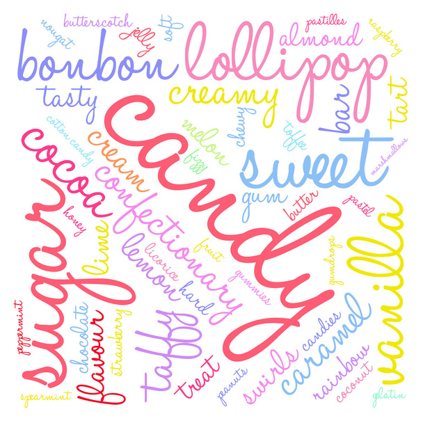 Bonbon-Wortwolke - Vektor, Bild