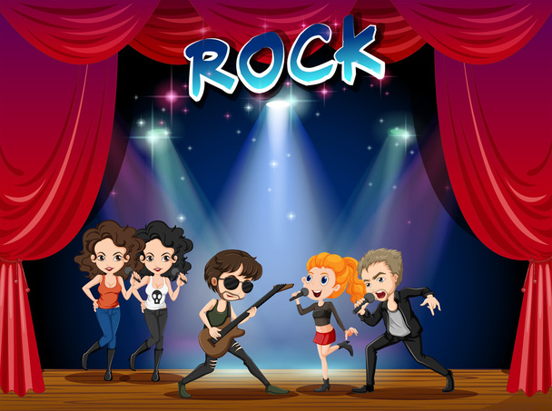 Rock band playing on stage - Vector, Image