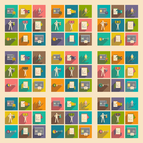 Modern collection flat icons with shadow economy - Vector, Image