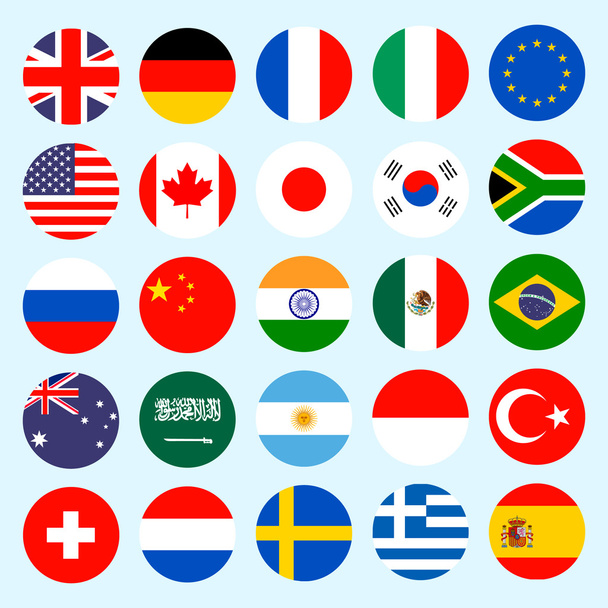 Cirkel vlaggen vector van de wereld. - Vector, afbeelding