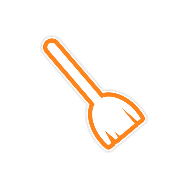 sticker colored brooms on a white background - Vector, Image