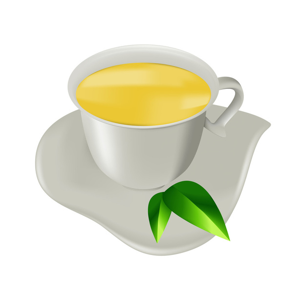 πράσινο τσάι σε ένα φλιτζάνι. - Διάνυσμα, εικόνα