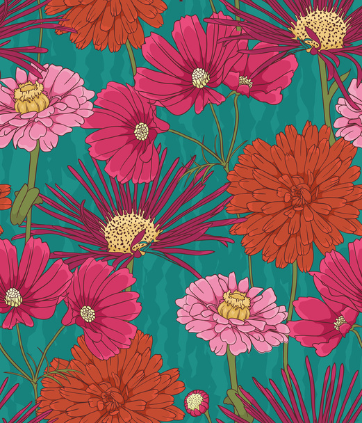Floral seamless wallpaper - Vettoriali, immagini
