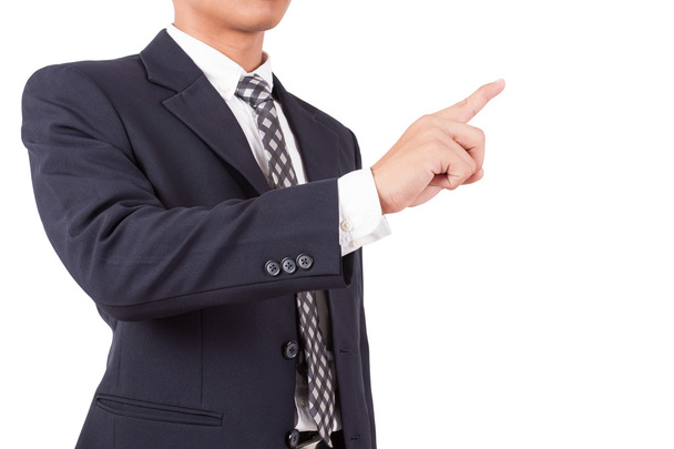Businessman pointing, pressing with finger - 写真・画像