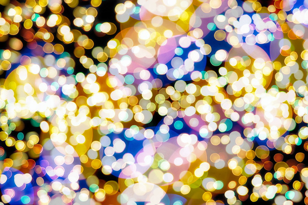 Festive Background With Natural Bokeh And Bright Golden Lights. Vintage Magic Background With Color - Foto, immagini