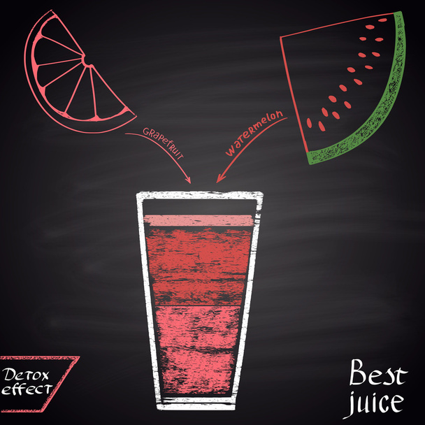 Fitness theme, juice with grapefruit, watermelon - ベクター画像