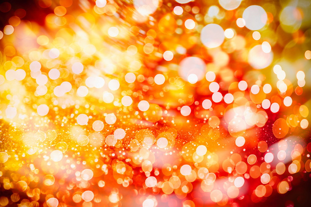 Festive Background With Natural Bokeh And Bright Golden Lights. Vintage Magic Background With Color - Photo, Image