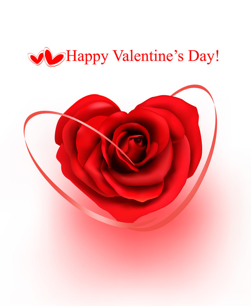 Valentine`s day background. Red roses and gift red bow. - Vector, Imagen