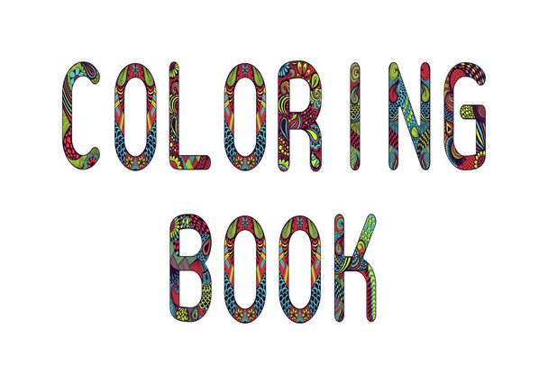 Zentangle estilizado inscrição Colorind livro para capa de livro. La
 - Vetor, Imagem