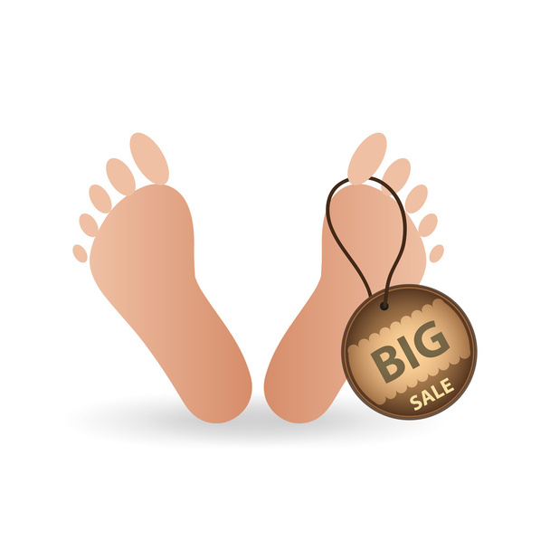 big sale tag label on human foot eps10 - Vector, Image