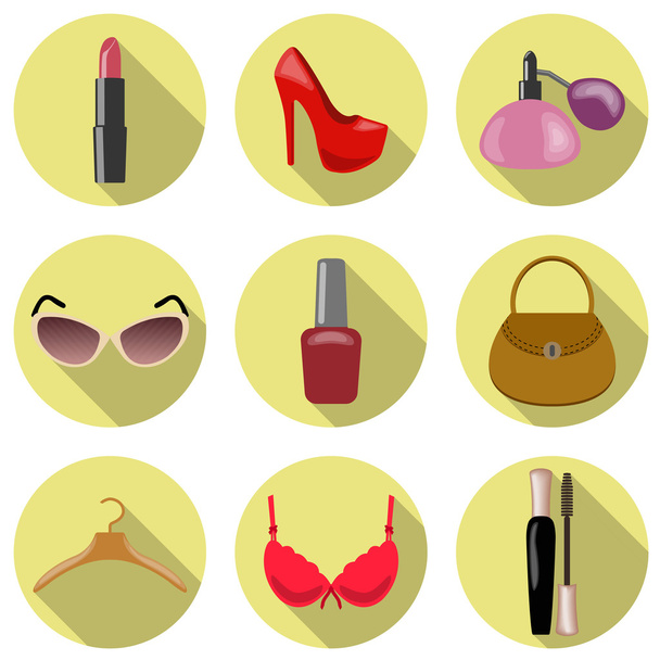 Ilustración vectorial de accesorios para mujer conjunto de iconos
 - Vector, imagen