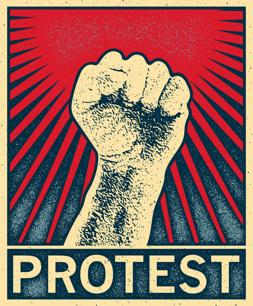 clenched fist held high in protest, vector illustration. - Vector, Image