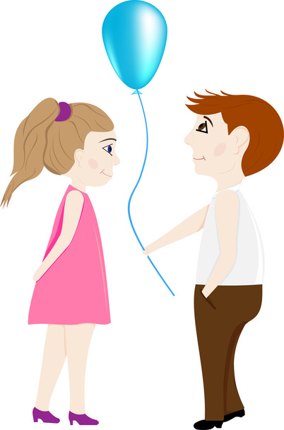 amantes de un chico y una chica con un globo
 - Vector, imagen