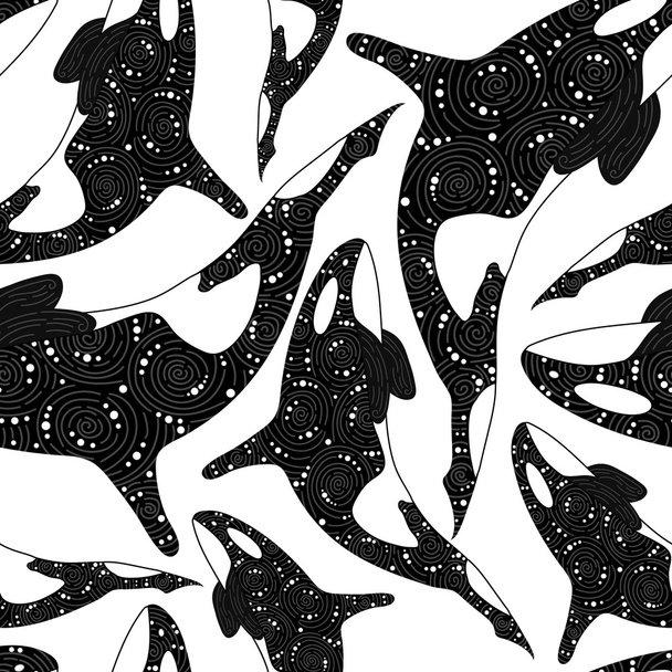 Seamless pattern of Whale Orca - Vetor, Imagem