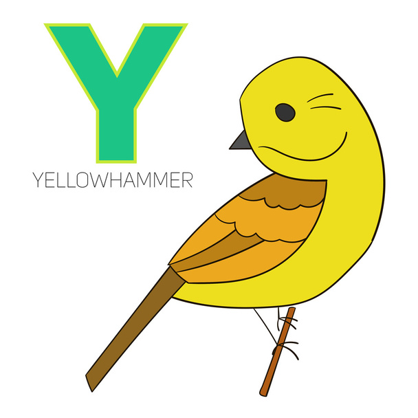 Alphabet letter Y yellowhammer bird - Vektori, kuva