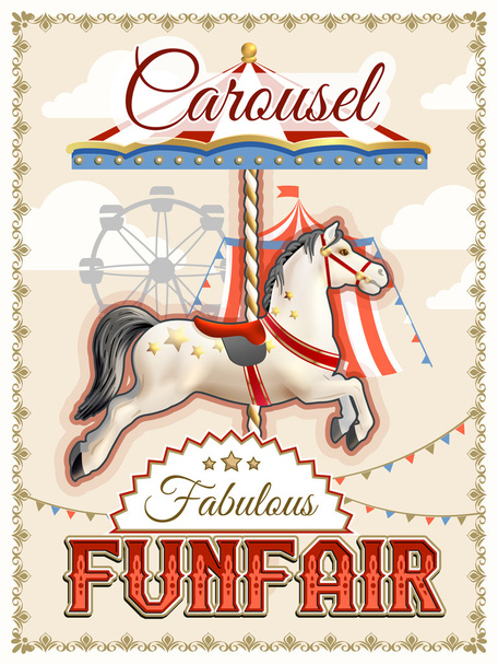 Retro Carousel Poster - Vector, Image
