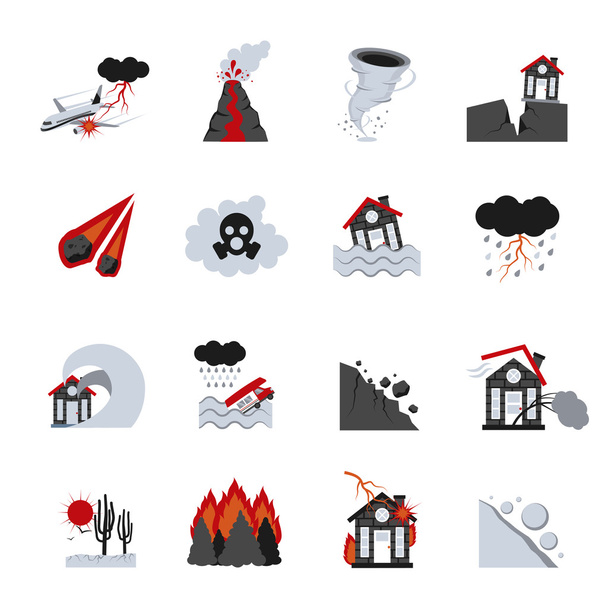 Natural Disasters Icons Set - Vector, Image