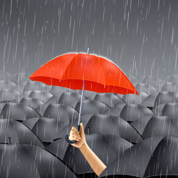 Ombrello rosso sotto la pioggia
 - Vettoriali, immagini