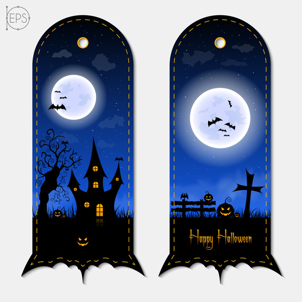 Set de etiquetas de banners verticales de Halloween. Ilustración vectorial
. - Vector, imagen