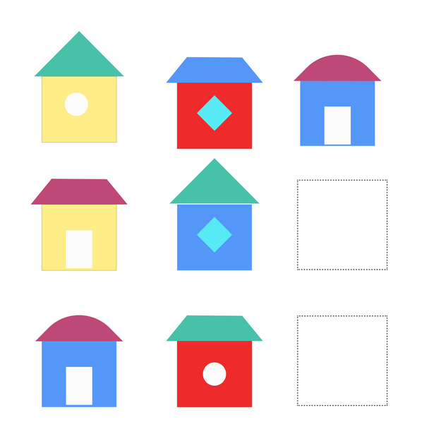 Jogo educativo desenhar a casa em quadrado em branco
 - Vetor, Imagem