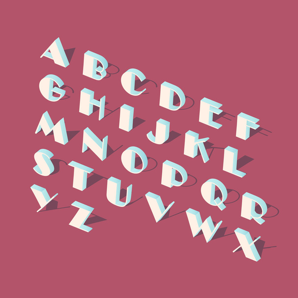 White isometric font alphabet - Vektor, kép