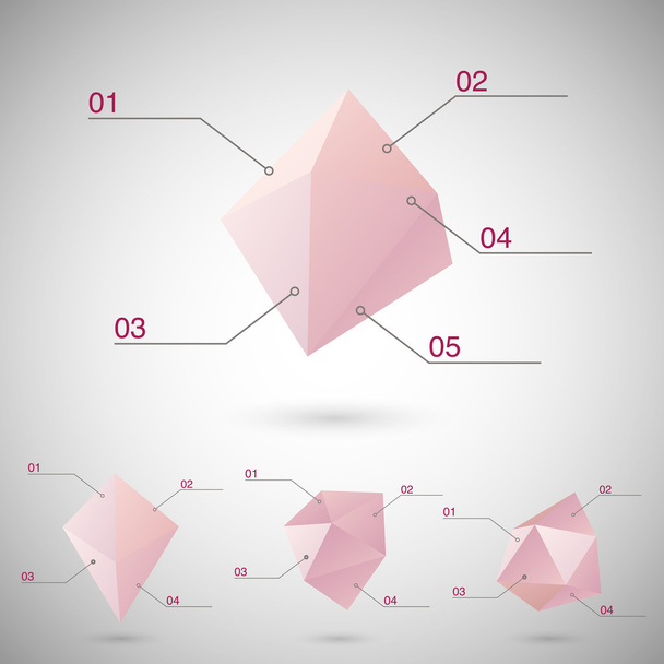 Infographics set with polygonal geometric shapes - Vektor, kép