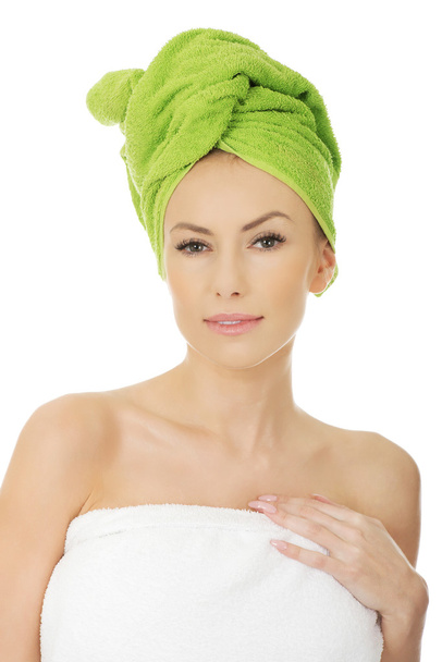 Beauty woman with turban towel. - Foto, imagen