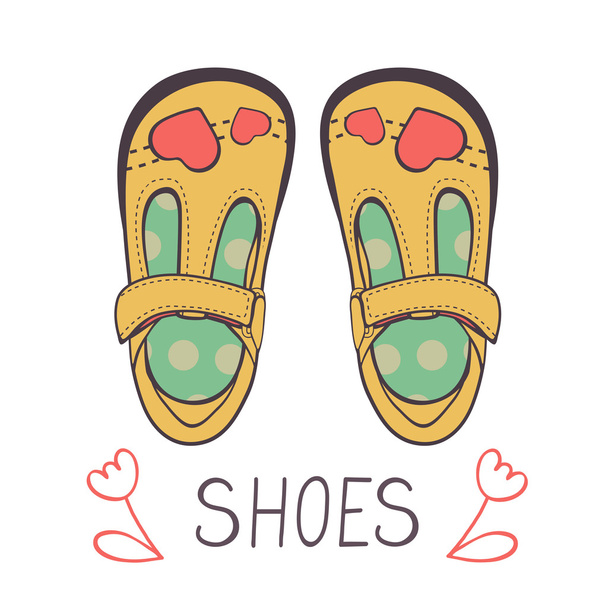 Illustration of beautiful baby girl shoes - Vector, Image